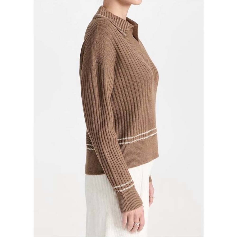 Rag & Bone Monti V-Neck Polo Extra Fine Merino Wool Long Sleeve Sweater Size S - Picture 4 of 12